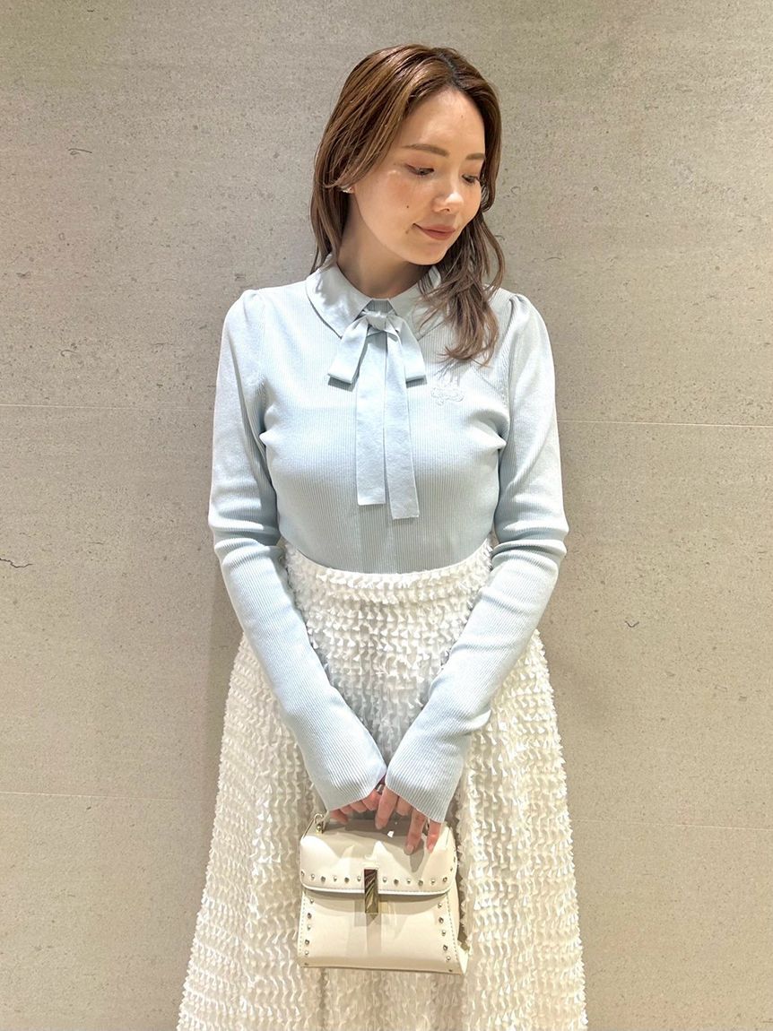 CELFORD「ボウタイリボン衿付きニットプルオーバー」|ニット・セーター|