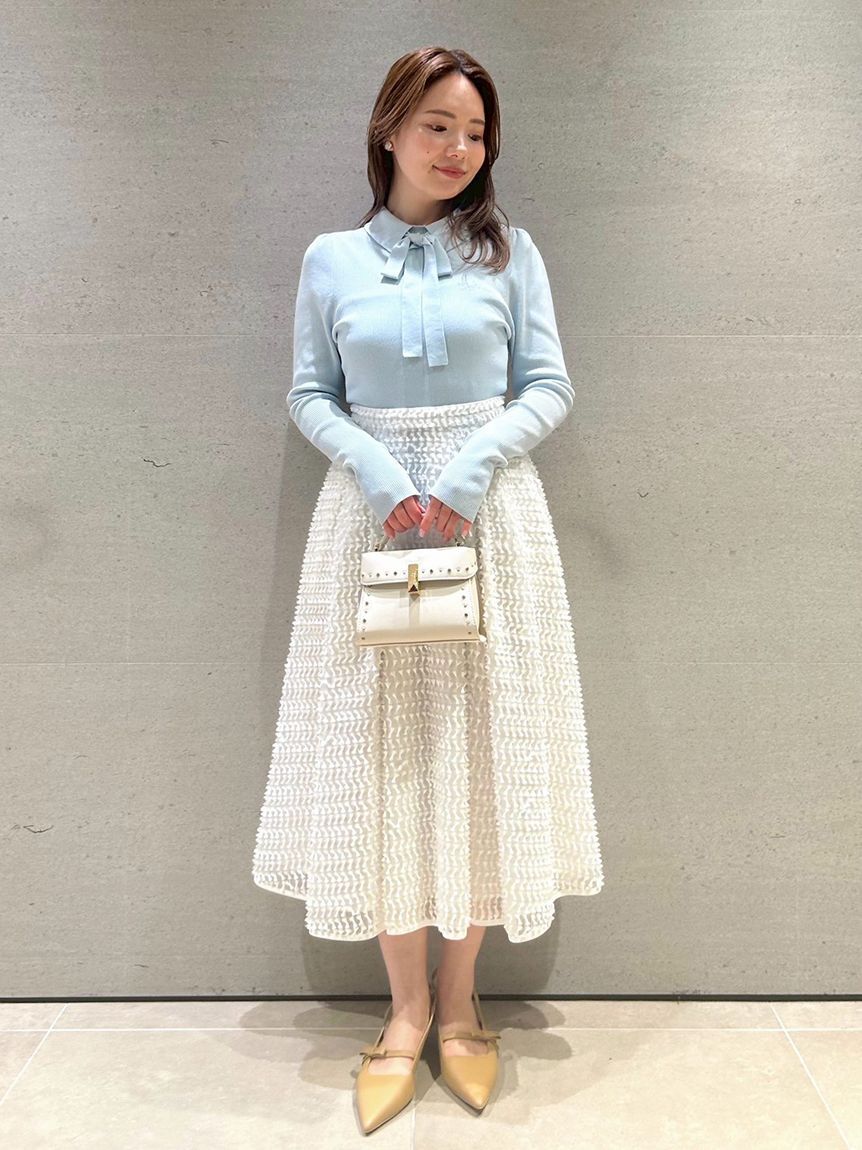 CELFORD「ボウタイリボン衿付きニットプルオーバー」|ニット・セーター|