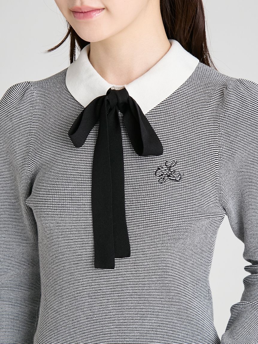 CELFORD「ボウタイリボン衿付きニットプルオーバー」|ニット・セーター|