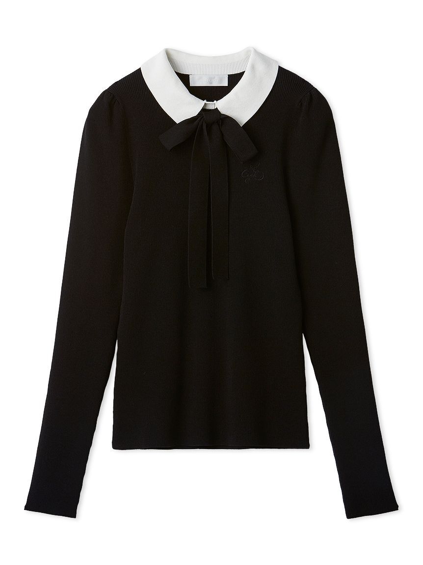 CELFORD「ボウタイリボン衿付きニットプルオーバー」|ニット・セーター|BLK