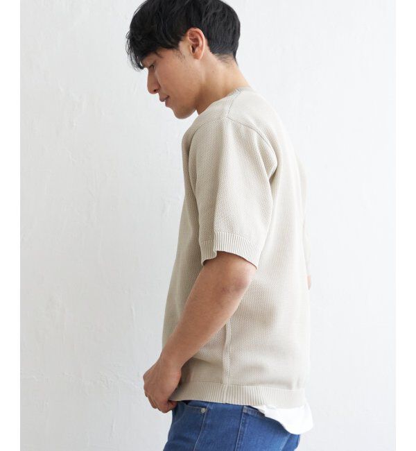 ikka「【洗濯機で洗える／2点セット】GOKU楽ニット5分袖インナーセット」|プルオーバー|