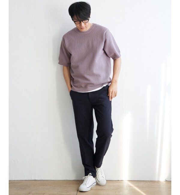 ikka「【洗濯機で洗える／2点セット】GOKU楽ニット5分袖インナーセット」|プルオーバー|