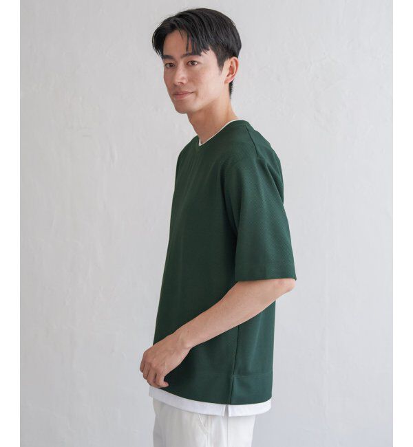 ikka「【吸水速乾】ドライ鹿の子レイヤードTシャツ5分袖」|Tシャツ・カットソー|