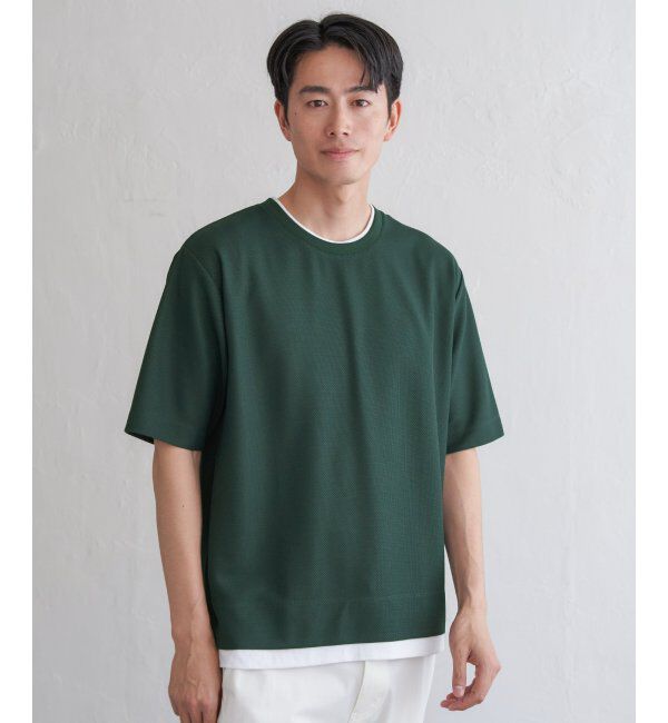 ikka「【吸水速乾】ドライ鹿の子レイヤードTシャツ5分袖」|Tシャツ・カットソー|