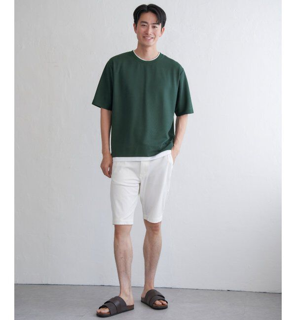 ikka「【吸水速乾】ドライ鹿の子レイヤードTシャツ5分袖」|Tシャツ・カットソー|