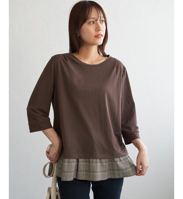 ikka「冷感裾レイヤードプルオーバー」|その他|ブラウン