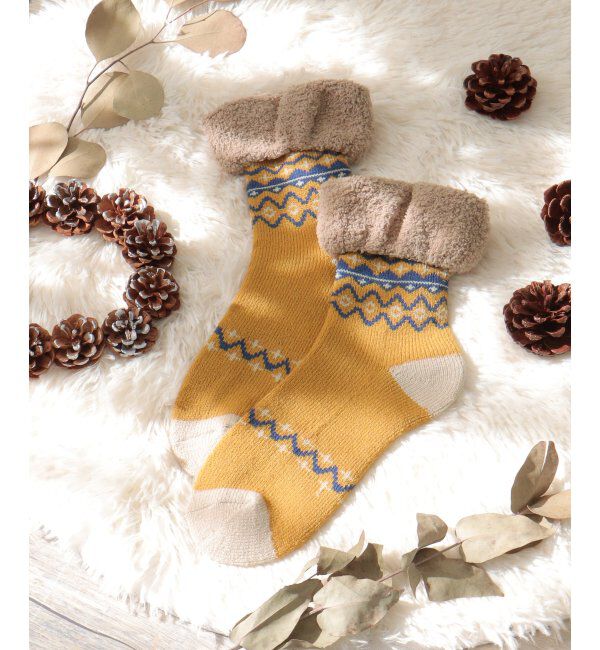 Lbc with Life「裏起毛ソックス フォークロア」|その他|マスタード