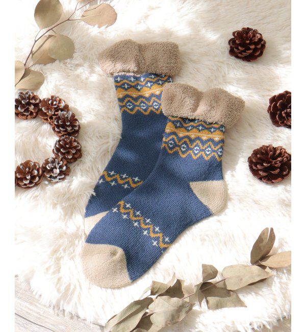 Lbc with Life「裏起毛ソックス フォークロア」|その他|ネイビー