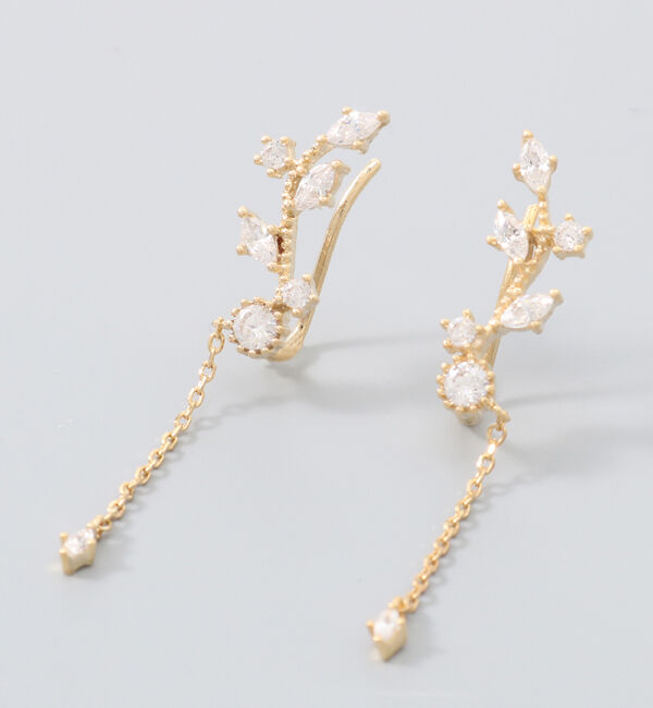 Phoebe「【シリーズ累計販売10000点突破！】2wayフラワリービジューピアス&イヤリング　ゴールド」|ピアス|