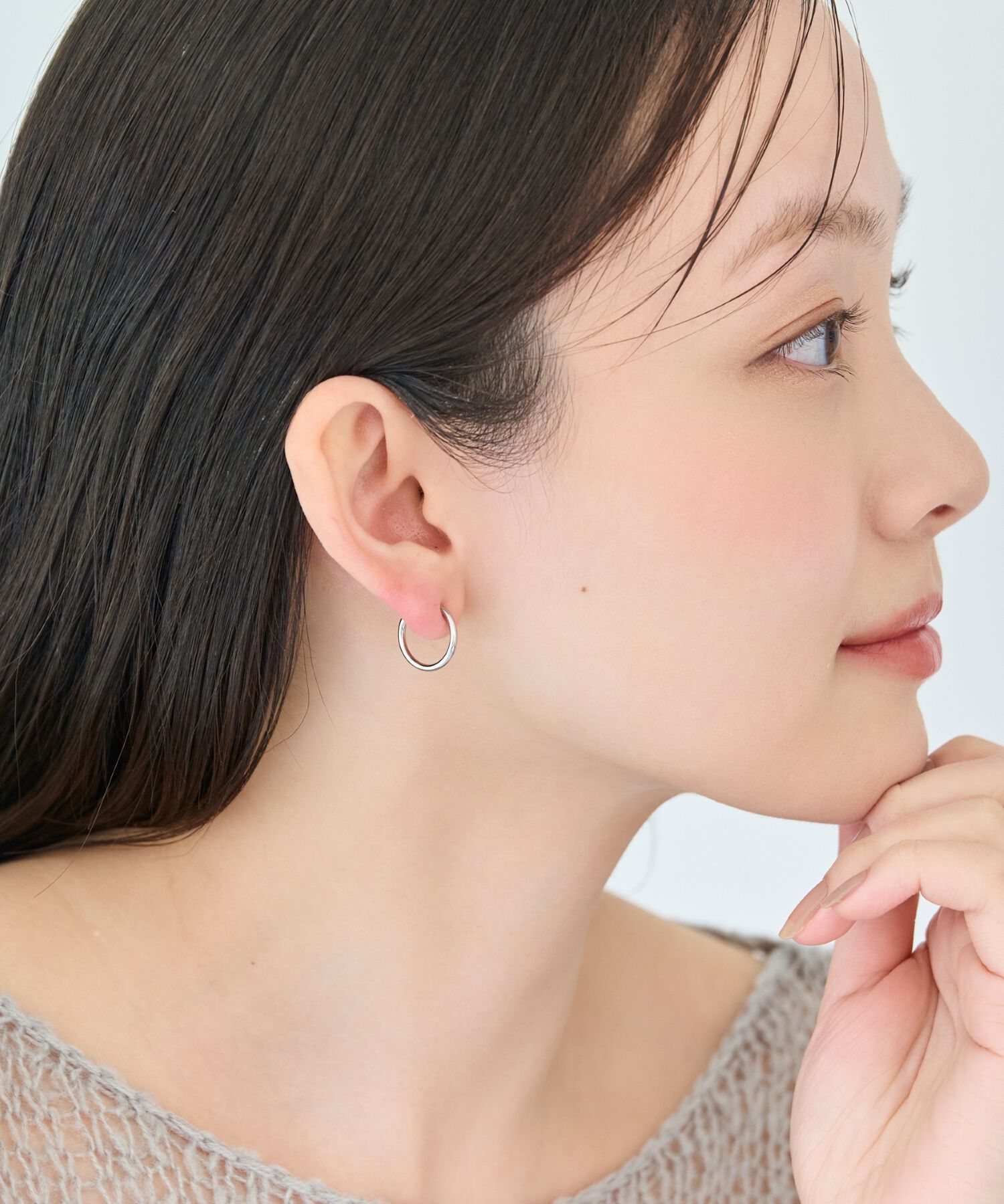 Phoebe「【金属アレルギー対応】バランスパールフープイヤリング　シルバー/ステンレス/大ぶり/存在感◎/主役級」|イヤリング|