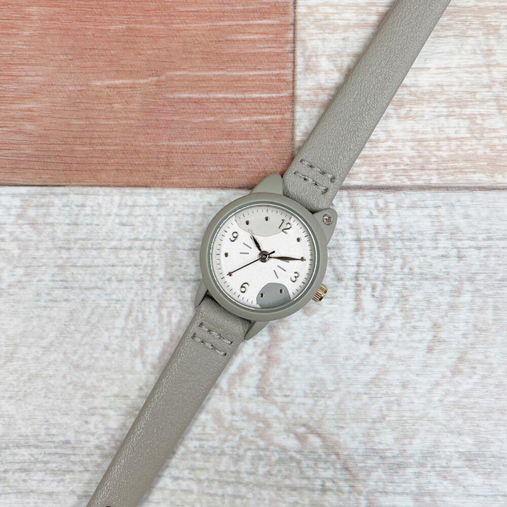 BACKYARD FAMILY「腕時計 レディース 革ベルト ねこ 通販 ウォッチ 時計 猫 猫耳 肉球 ネコ型 ブランド 女性」|腕時計|グレー1