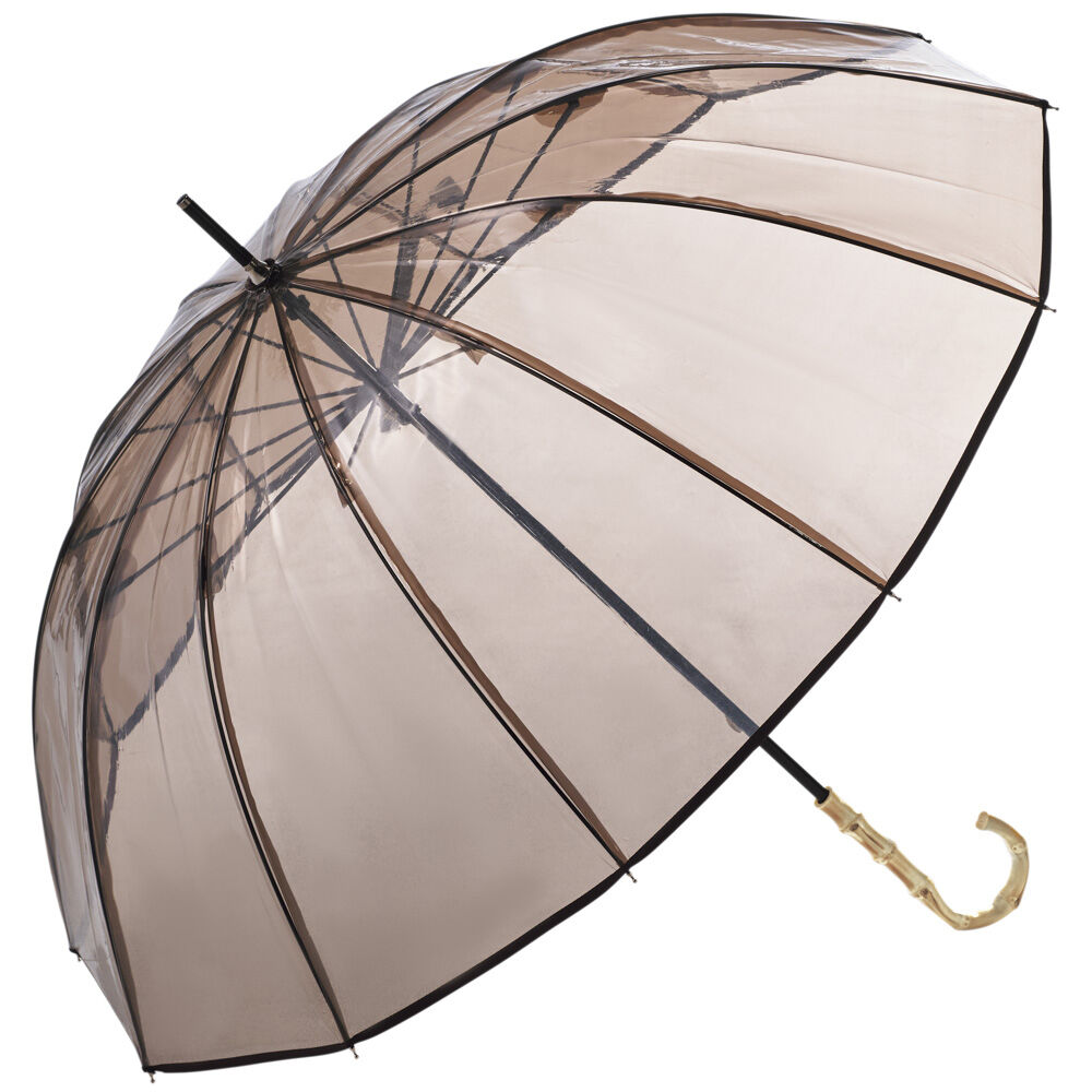 BACKYARD FAMILY「ビニール傘 オシャレ 傘 通販 レディース 長傘 おしゃれ クリアアンブレラ 55cm ブランド」|傘|ブラウン1