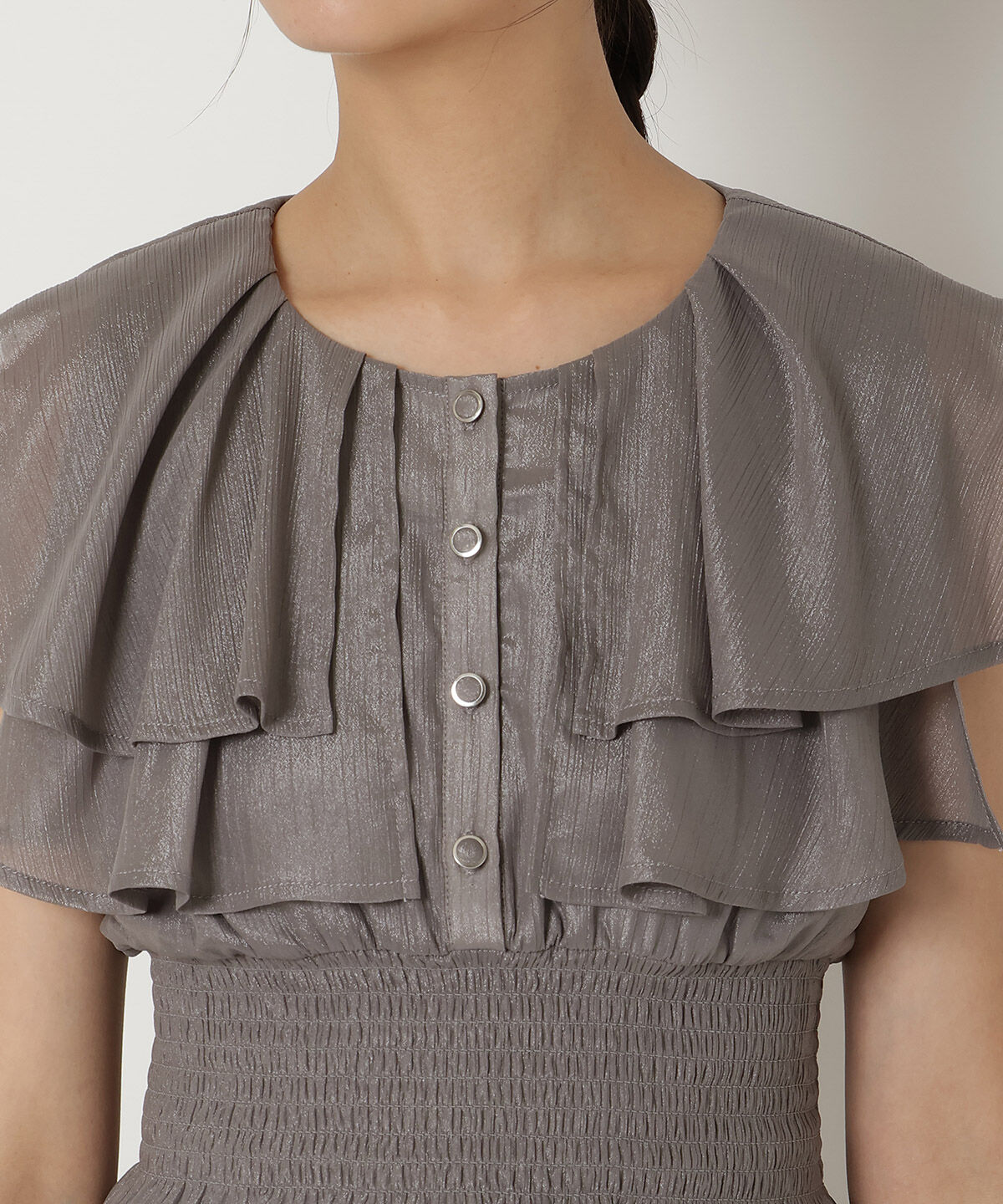 REDYAZEL「シャイニー楊柳フリルブラウス」|シャツ・ブラウス|