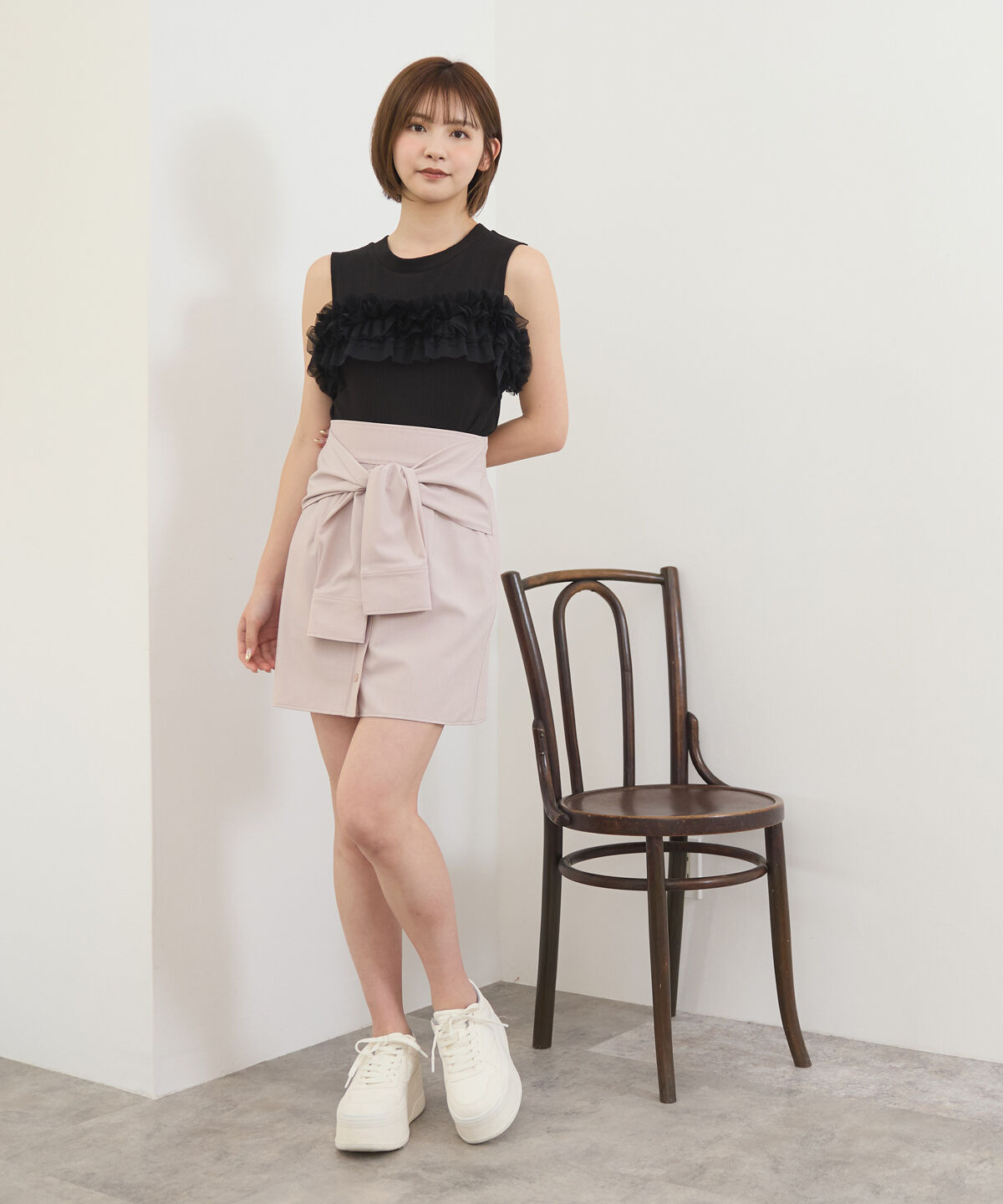 REDYAZEL「チュールフリルラインカットソー」|キャミソール|