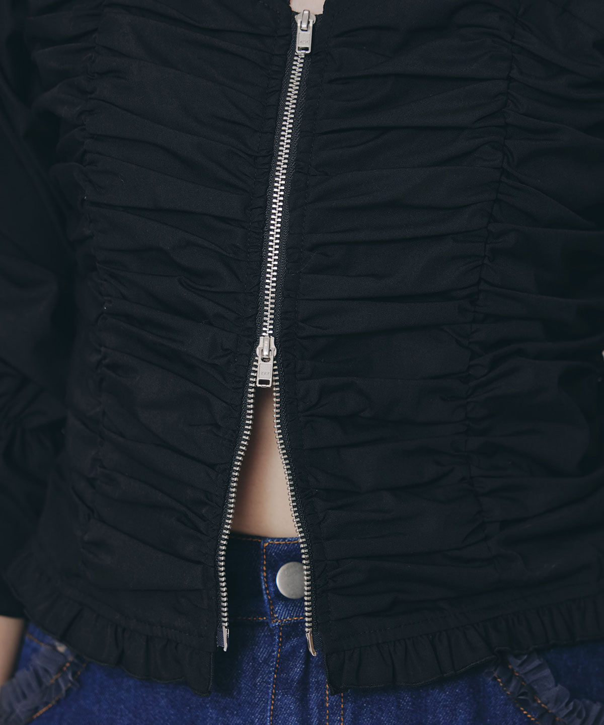 REDYAZEL「フロントZIPクロスギャザーブラウス」|シャツ・ブラウス|