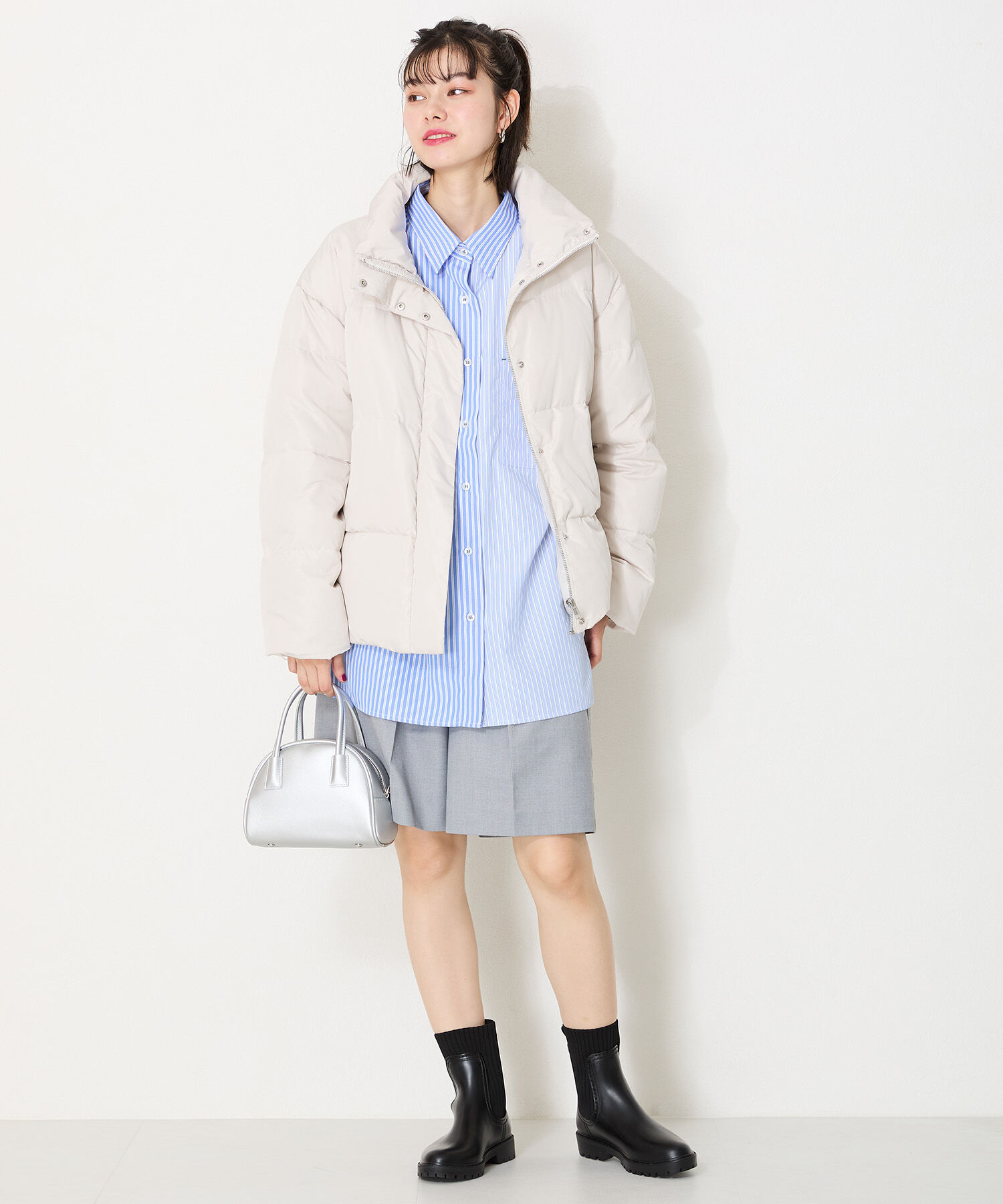 ORiental TRaffic「【防水】切替 ニット レインブーツ /R-0017 レインシューズ ニット 晴雨兼用 ゆったりサイズ」|ショートブーツ|