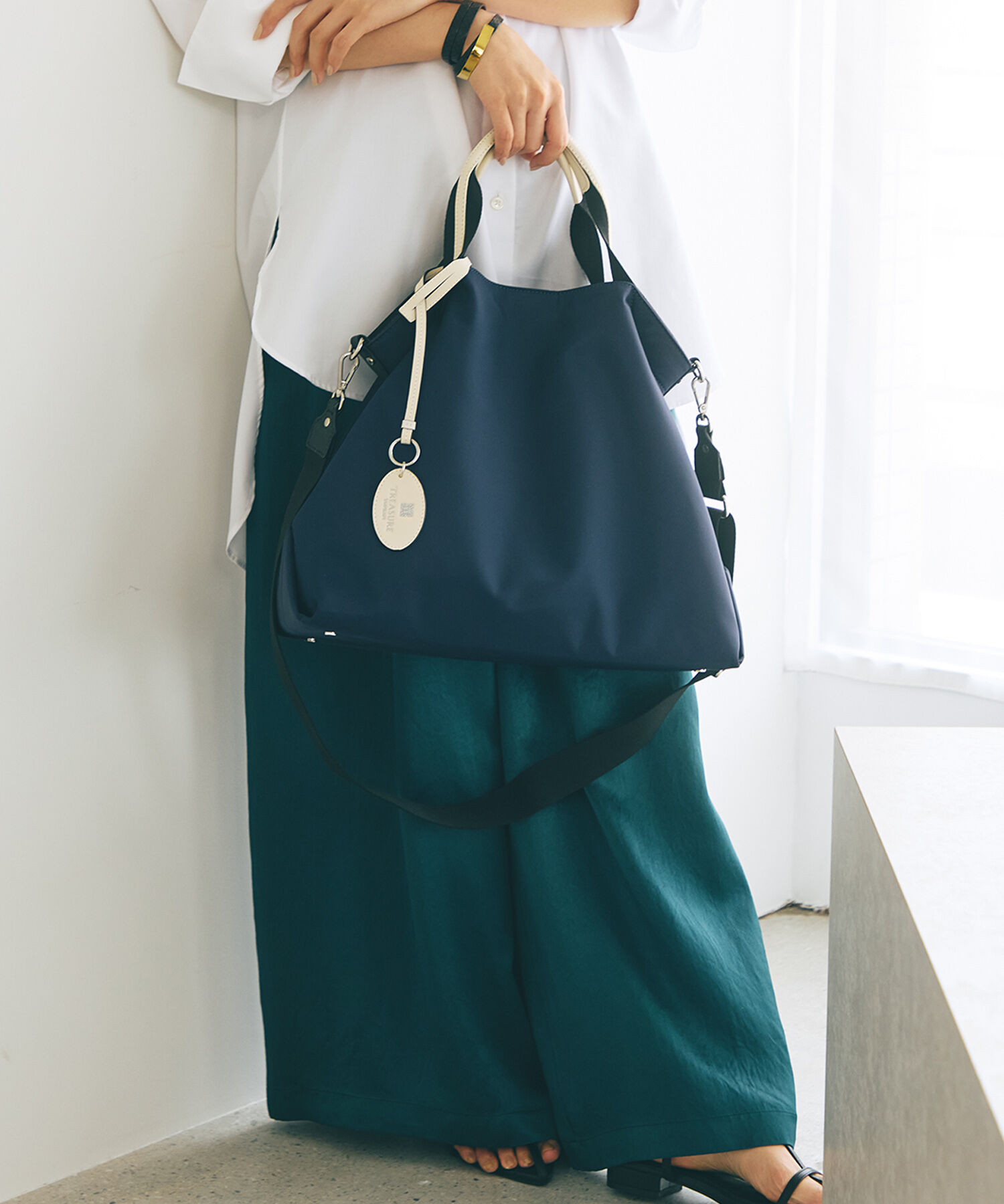 TOPKAPI BREATH「【TREASURE TOPKAPI】ストライプハンドル ナイロン 2way トートバッグ A4対応」|トートバッグ|