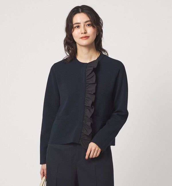 UNITED ARROWS green label relaxing「フロント フリル ニット カーディガン」|カーディガン|