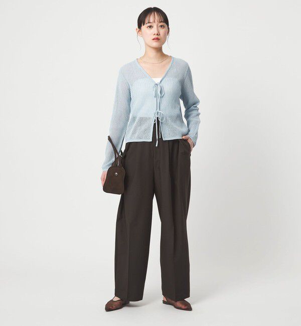 UNITED ARROWS green label relaxing「メッシュ リボン Vネック カーディガン」|カーディガン|