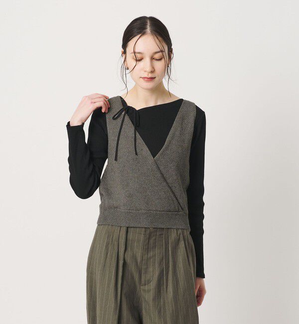 BEAUTY&YOUTH UNITED ARROWS「コットン麻ブレンド カシュクール 2WAYニットベスト  ウォッシャブル」|ベスト・ジレ|MD.GRAY