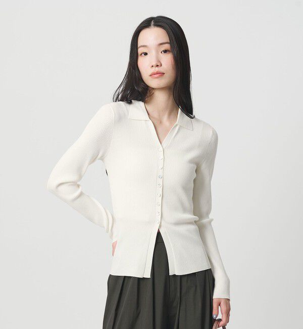 BEAUTY&YOUTH UNITED ARROWS「スキッパー リブニットカーディガン ウォッシャブル」|カーディガン|OFF WHITE