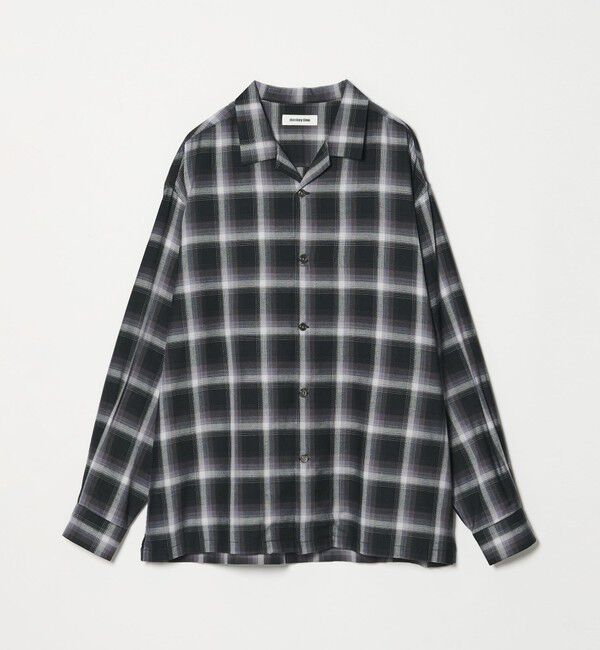 MONKEY TIME「コットン レーヨン オンブレ チェック オープンカラー シャツ」|シャツ・ブラウス|