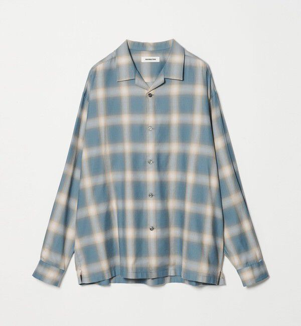 MONKEY TIME「コットン レーヨン オンブレ チェック オープンカラー シャツ」|シャツ・ブラウス|