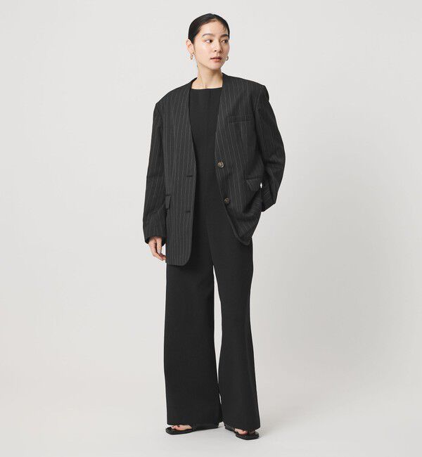 BEAUTY&YOUTH UNITED ARROWS「麻ブレンド ストライプ カラーレス ジャケット」|ノーカラージャケット|