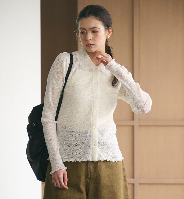 BEAUTY&YOUTH UNITED ARROWS「レースプリーツ シャツ ウォッシャブル」|カーディガン|