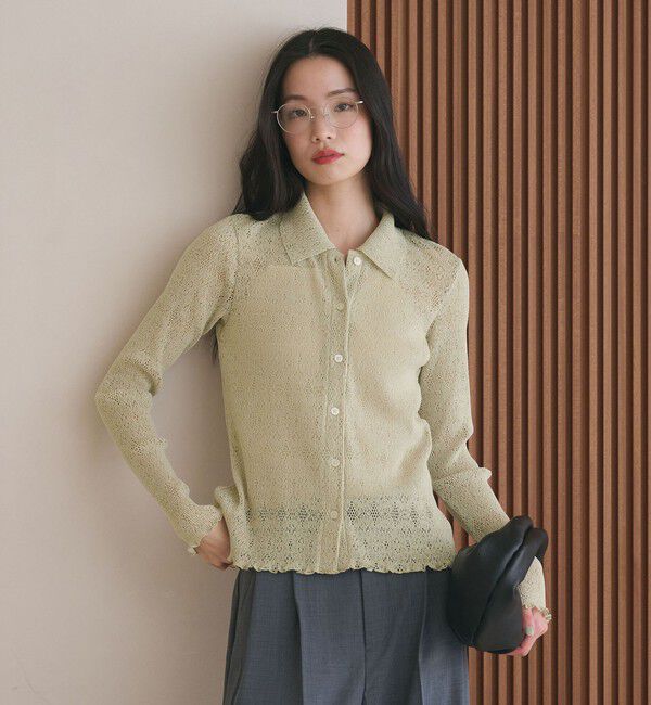 BEAUTY&YOUTH UNITED ARROWS「レースプリーツ シャツ ウォッシャブル」|カーディガン|