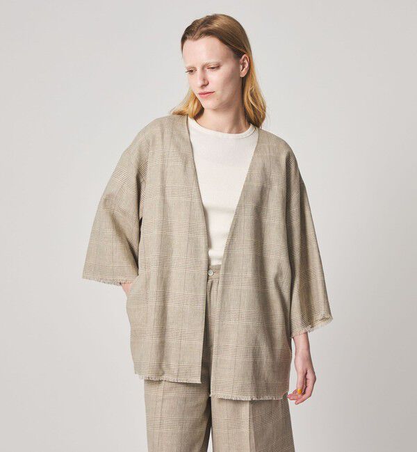 STEVEN ALAN「＜Steven Alan＞チェック カシュクール シャツジャケット」|ノーカラージャケット|BEIGE