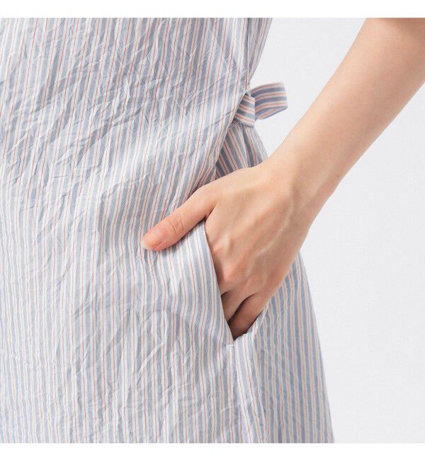 BEAMSBOY「クリンクル ストライプ ショートスリーブ ワンピース」|ワンピース|