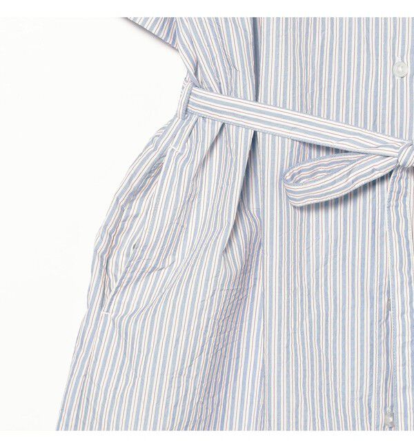 BEAMSBOY「クリンクル ストライプ ショートスリーブ ワンピース」|ワンピース|