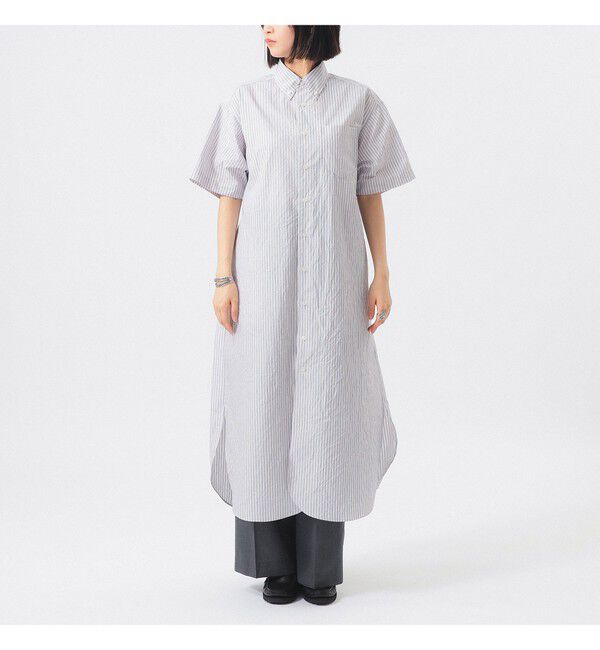 BEAMSBOY「クリンクル ストライプ ショートスリーブ ワンピース」|ワンピース|
