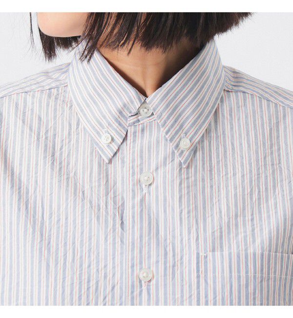 BEAMSBOY「クリンクル ストライプ ショートスリーブ ワンピース」|ワンピース|