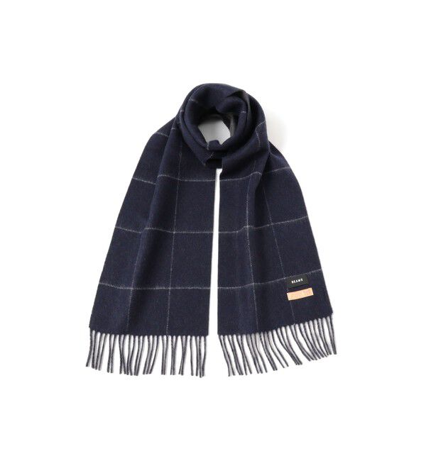 BEAMS「カシミヤ ウィンドウペンチェック マフラー」|マフラー|NAVY