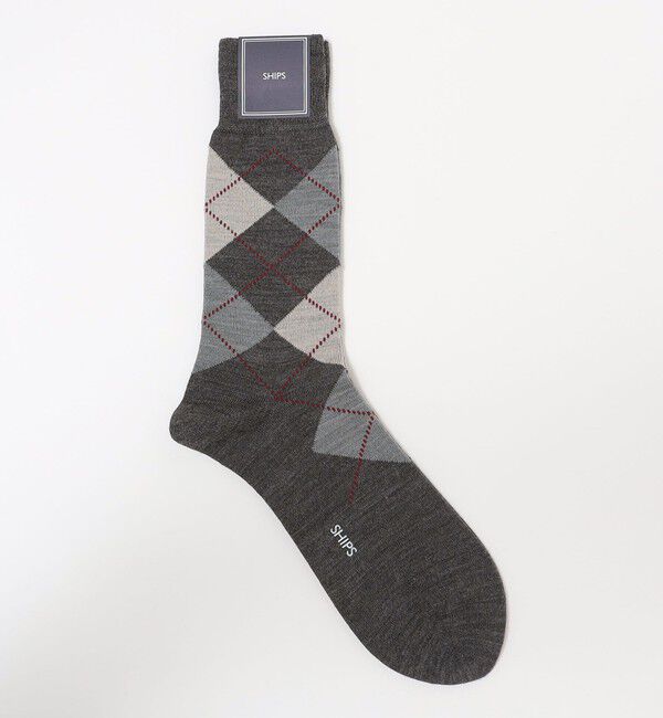 SHIPS「SHIPS: アーガイル ソックス」|ソックス|チャコールグレー