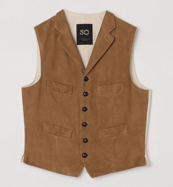 SHIPS「【SHIPS別注】CINQUANTA: スウェード ラペル ベスト」|ベスト・ジレ|キャメル