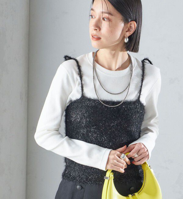 SHIPS for women「〈手洗い可能〉グリッター ラメ ビスチェ 24SS ◇」|ベスト・ジレ|ブラック
