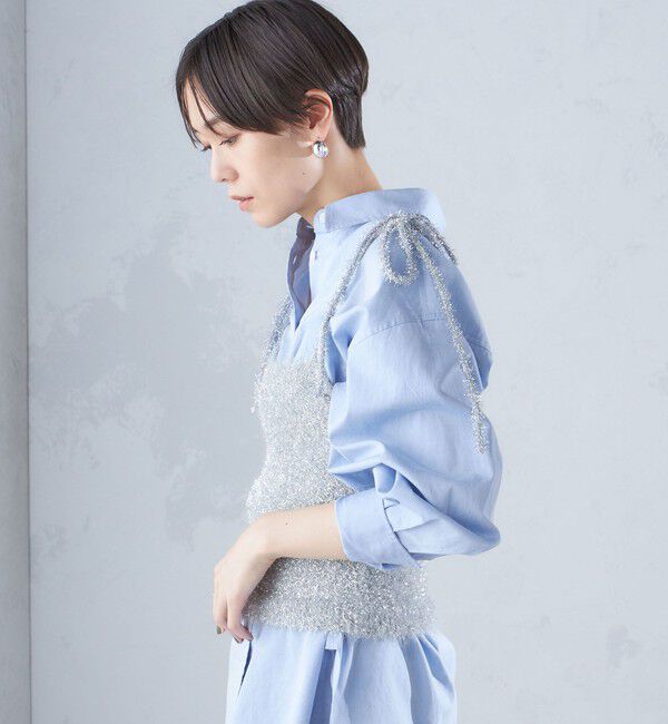 SHIPS for women「〈手洗い可能〉グリッター ラメ ビスチェ 24SS ◇」|ベスト・ジレ|