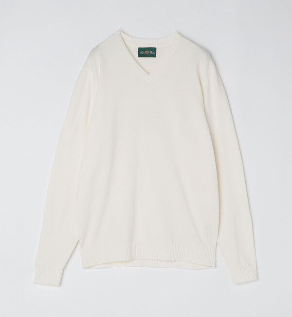 SHIPS「ALANPAINE: 14ゲージ コットン Vネック ニット」|ニット・セーター|ホワイト