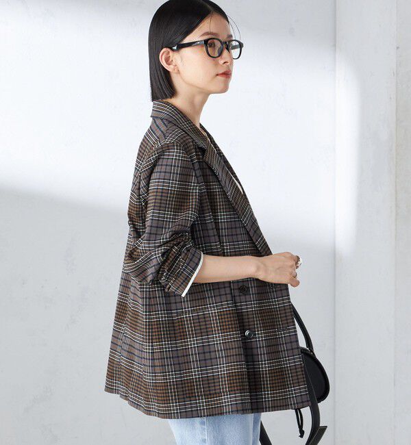 SHIPS for women「〈手洗い可能〉ウール混 チェック ダブルボタン ジャケット」|テーラードジャケット|