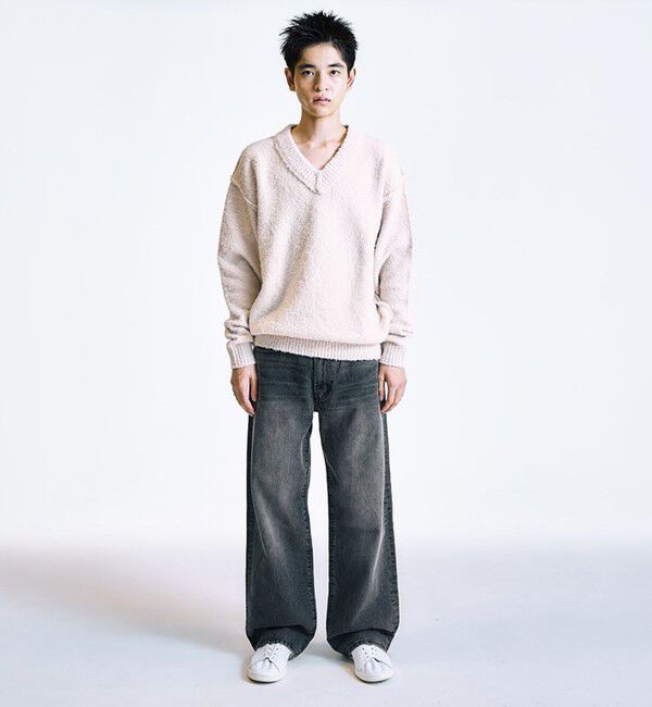 SHIPS「City Ambient Products:〈手洗い可能〉ループヤーン ワイドリブ Vネック ニット」|ニット・セーター|