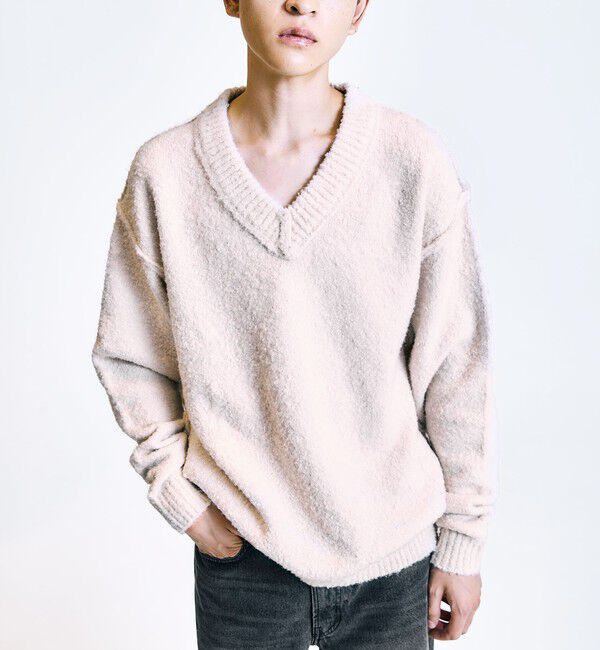 SHIPS「City Ambient Products:〈手洗い可能〉ループヤーン ワイドリブ Vネック ニット」|ニット・セーター|