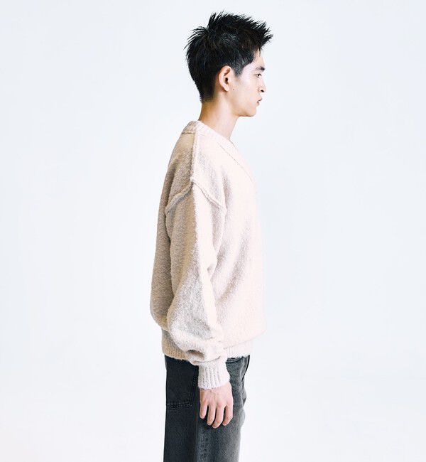 SHIPS「City Ambient Products:〈手洗い可能〉ループヤーン ワイドリブ Vネック ニット」|ニット・セーター|