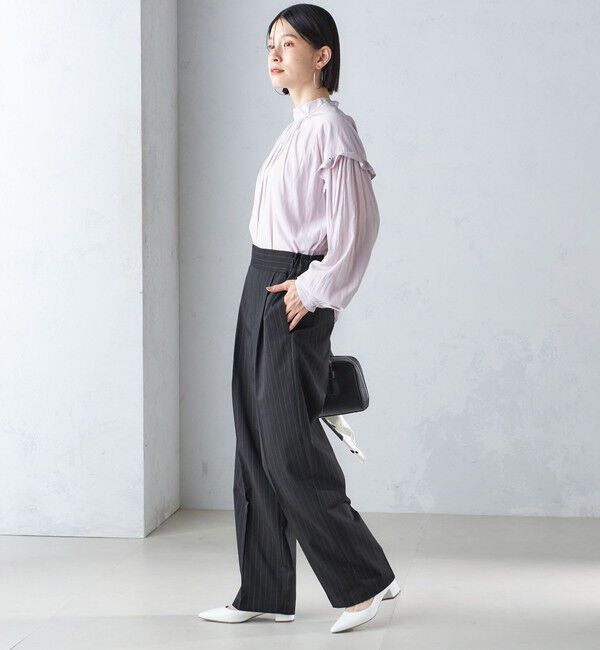 SHIPS for women「〈手洗い可能〉ストライプ ツイル ストレート パンツ」|スラックス|