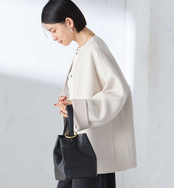 SHIPS for women「リバー ファー ポケット コート」|ノーカラーコート|