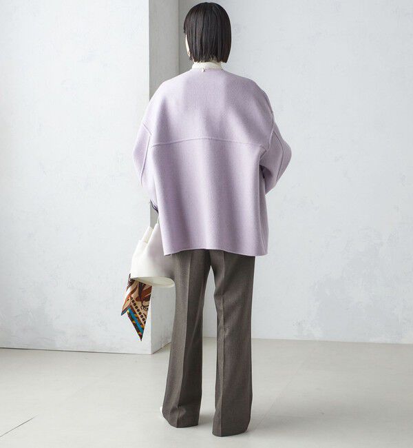 SHIPS for women「リバー ファー ポケット コート」|ノーカラーコート|