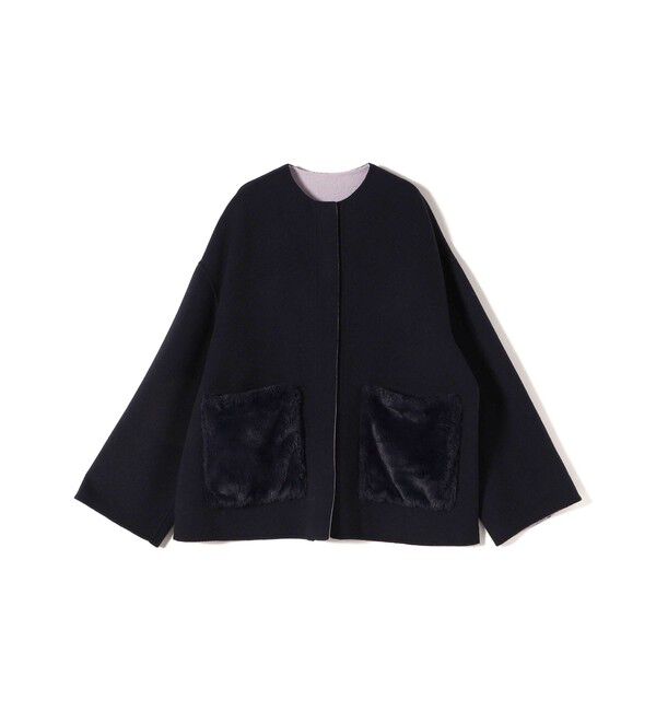 SHIPS for women「リバー ファー ポケット コート」|ノーカラーコート|