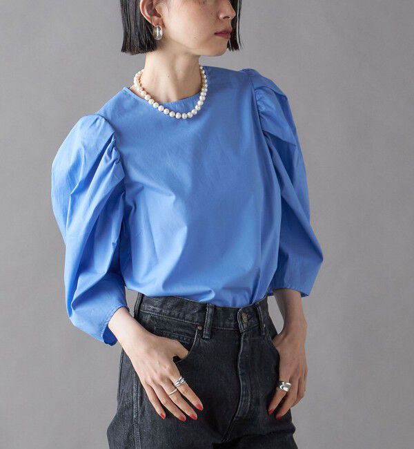 SHIPS for women「SHIPS NINE CASE:〈洗濯機可能〉パフスリーブ ブラウス」|シャツ・ブラウス|ブルー